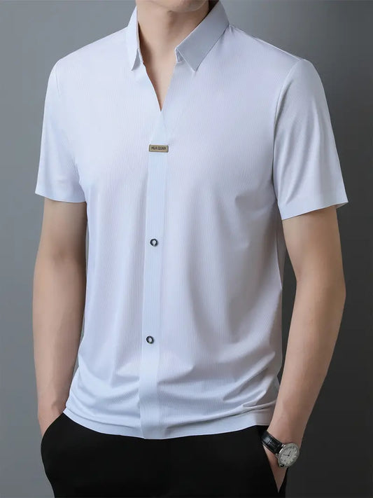 Men's Pullover Shirt, Men's Cross Lapel Short Sleeve T-Shirt, Summer Clothes