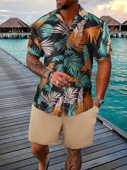 Men's Hawaiian Tropical Floral Graphic T-shirt for Summer