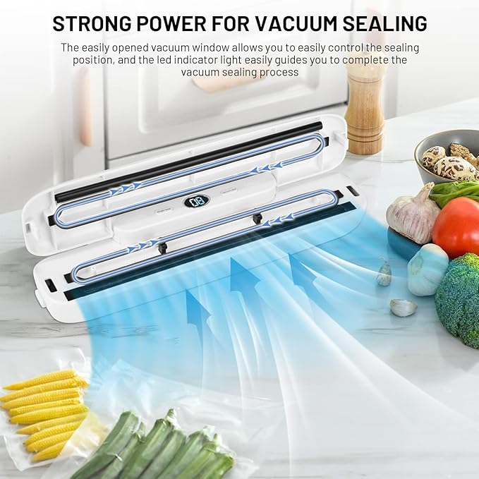 Vacuum Sealer for Food - Professional Foil Sealing Device with 10 Vacuum Bags - Sealing