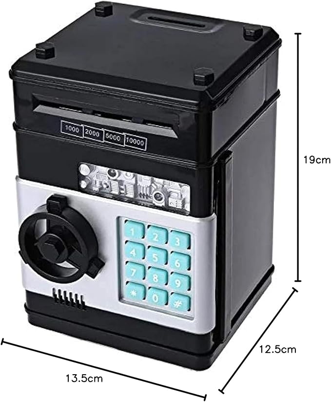 Kids Mini Electronic Money Bank Coin Cash Saving Box,Black,