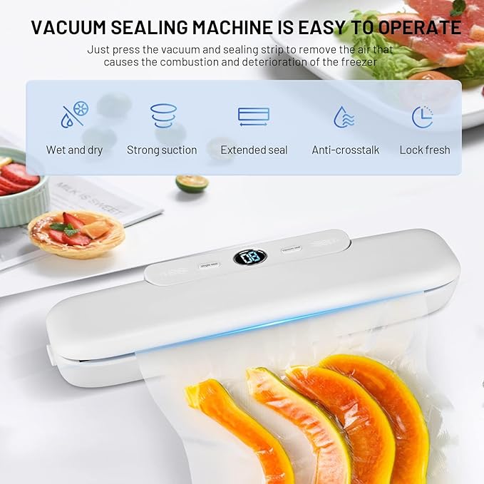 Vacuum Sealer for Food - Professional Foil Sealing Device with 10 Vacuum Bags - Sealing