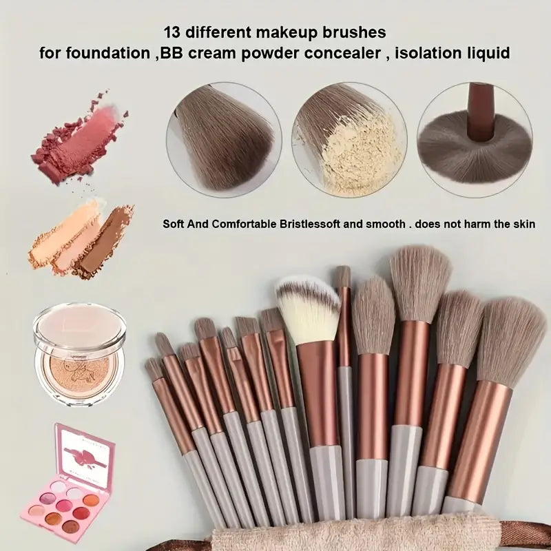 13 Pcs Soft Makeup Brush, For Foundation Blending, Eye Shadow Application, Kabuki Blending Beauty Tools