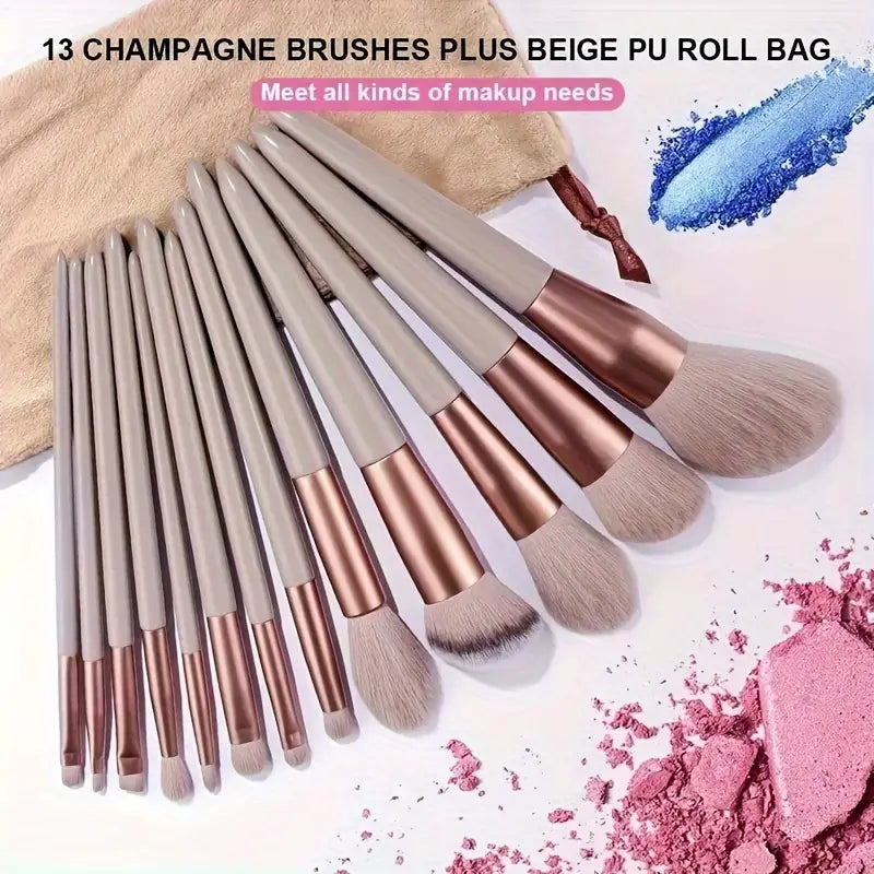 13 Pcs Soft Makeup Brush, For Foundation Blending, Eye Shadow Application, Kabuki Blending Beauty Tools