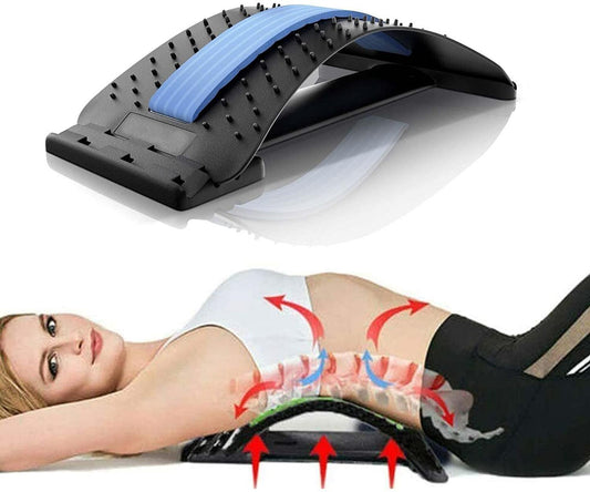 Lower Back Lumbar Pain Spine Stretcher Massager Posture Relief Cracker Support